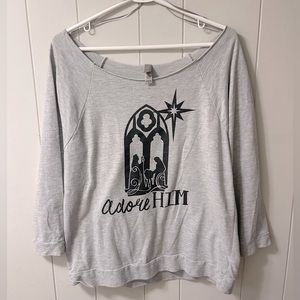 Adore Him Christmas Manger Crew Neck Sweatshirt